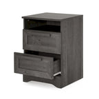 Lot de 2 tables de chevet à 2 tiroirs, style rustique – Érable gris / Noyer