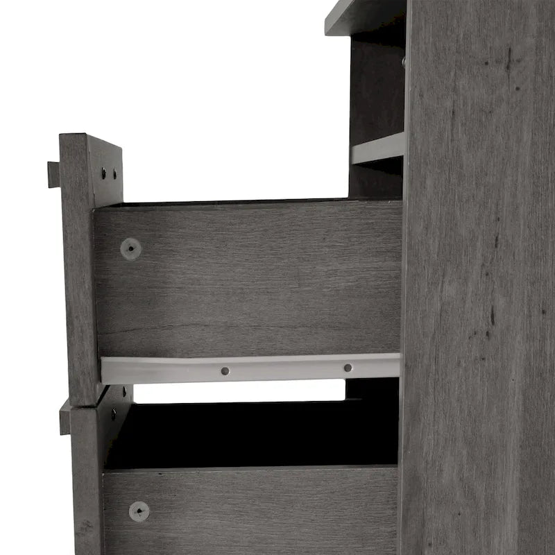 Lot de 2 tables de chevet à 2 tiroirs, style rustique – Érable gris / Noyer
