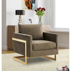 Fauteuil d'appoint du milieu du siècle en velours beige avec pieds dorés, une place