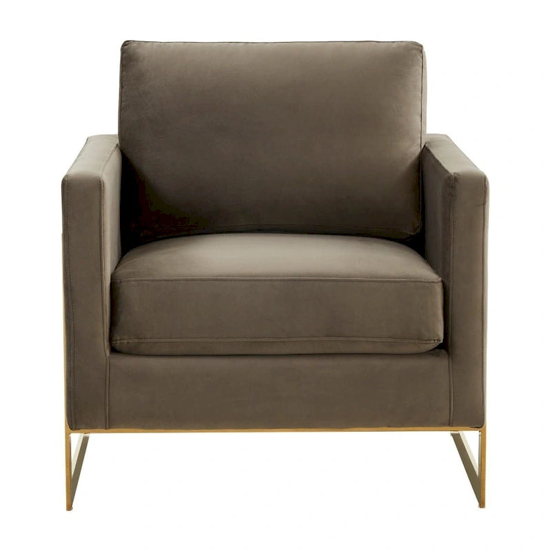 Fauteuil d'appoint du milieu du siècle en velours beige avec pieds dorés, une place