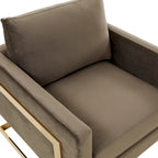 Fauteuil d'appoint du milieu du siècle en velours beige avec pieds dorés, une place