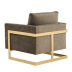 Fauteuil d'appoint du milieu du siècle en velours beige avec pieds dorés, une place