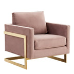 Fauteuil d'appoint du milieu du siècle en velours beige avec pieds dorés, une place