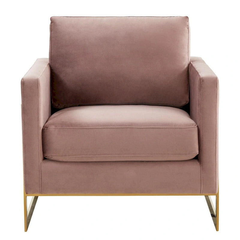 Fauteuil d'appoint du milieu du siècle en velours beige avec pieds dorés, une place