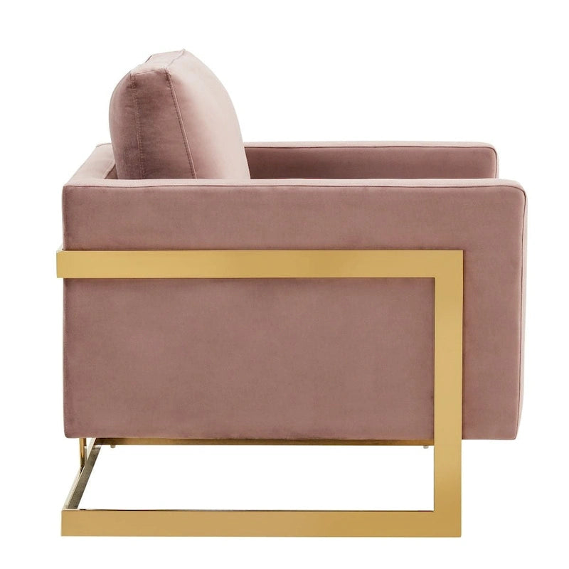 Fauteuil d'appoint du milieu du siècle en velours beige avec pieds dorés, une place
