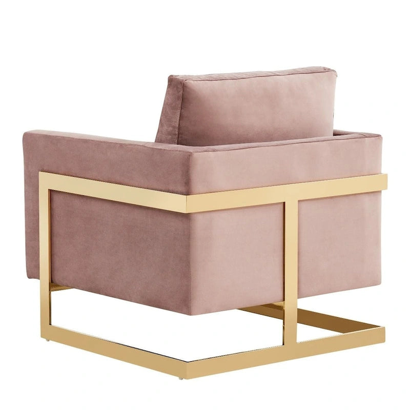 Fauteuil d'appoint du milieu du siècle en velours beige avec pieds dorés, une place