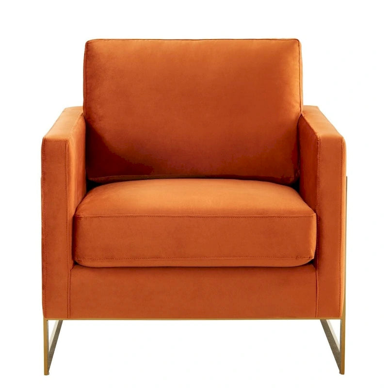 Fauteuil d'appoint du milieu du siècle en velours beige avec pieds dorés, une place