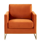 Fauteuil d'appoint du milieu du siècle en velours beige avec pieds dorés, une place