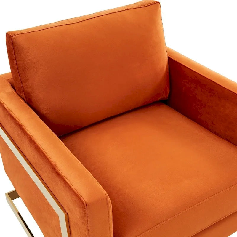 Fauteuil d'appoint du milieu du siècle en velours beige avec pieds dorés, une place