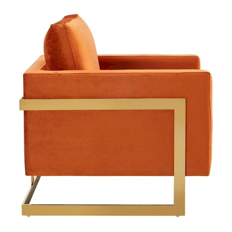 Fauteuil d'appoint du milieu du siècle en velours beige avec pieds dorés, une place