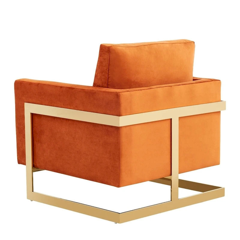 Fauteuil d'appoint du milieu du siècle en velours beige avec pieds dorés, une place
