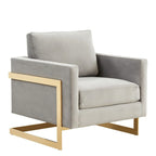 Fauteuil d'appoint du milieu du siècle en velours beige avec pieds dorés, une place