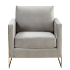 Fauteuil d'appoint du milieu du siècle en velours beige avec pieds dorés, une place