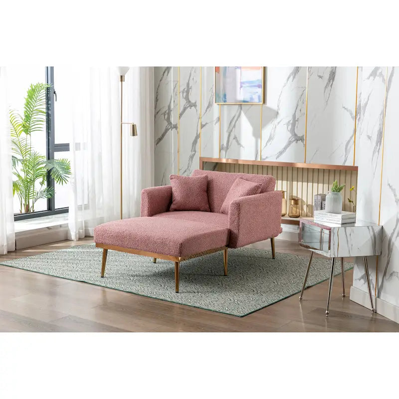 Fauteuil d'appoint en tissu Teddy avec pieds en or rose — Gris / Rose orchidée intense / Jaune / Blanc / Camel / Rose | 1 place