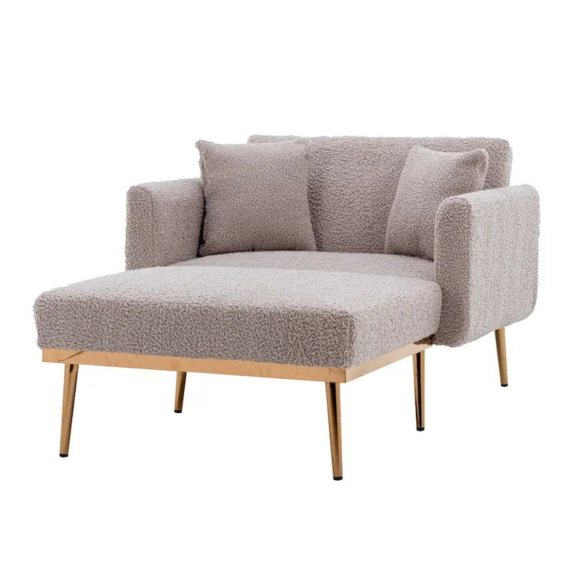 Fauteuil d'appoint en tissu Teddy avec pieds en or rose — Gris / Rose orchidée intense / Jaune / Blanc / Camel / Rose | 1 place