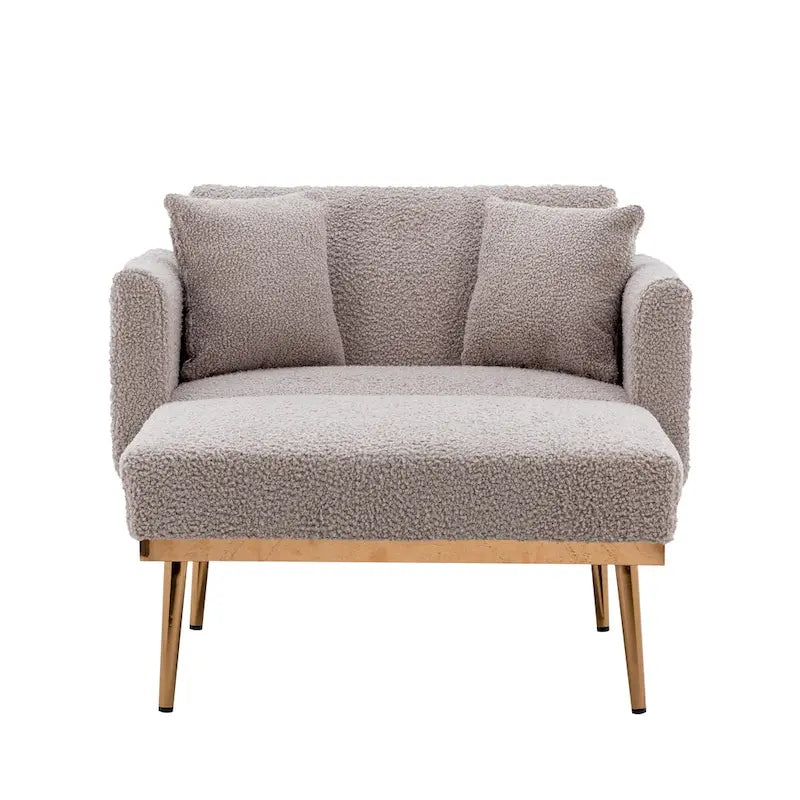 Fauteuil d'appoint en tissu Teddy avec pieds en or rose — Gris / Rose orchidée intense / Jaune / Blanc / Camel / Rose | 1 place