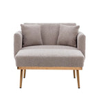 Fauteuil d'appoint en tissu Teddy avec pieds en or rose — Gris / Rose orchidée intense / Jaune / Blanc / Camel / Rose | 1 place