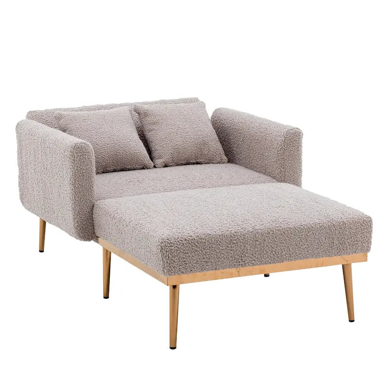 Fauteuil d'appoint en tissu Teddy avec pieds en or rose — Gris / Rose orchidée intense / Jaune / Blanc / Camel / Rose | 1 place