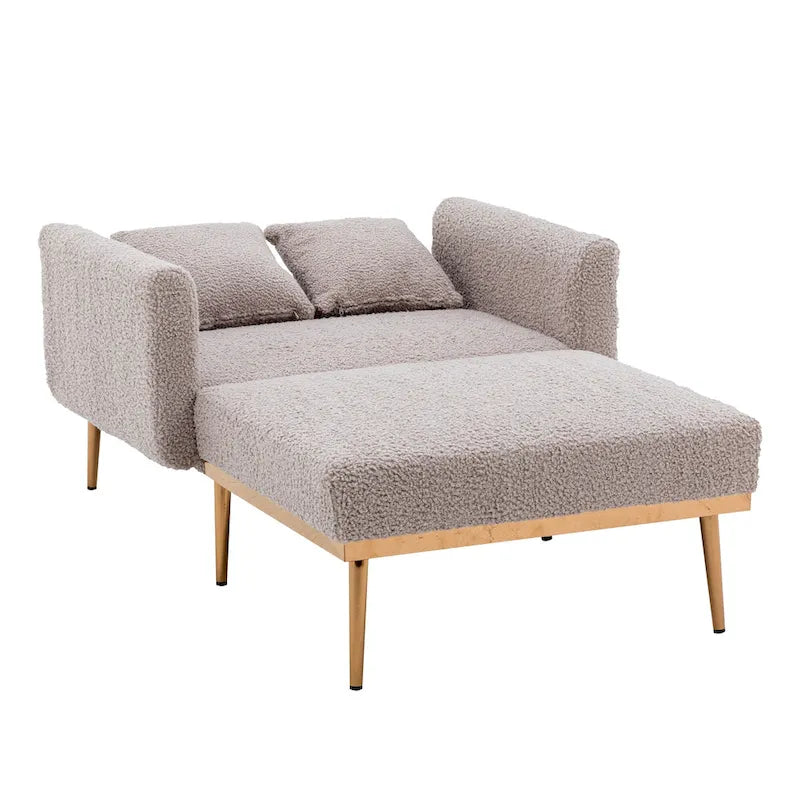 Fauteuil d'appoint en tissu Teddy avec pieds en or rose — Gris / Rose orchidée intense / Jaune / Blanc / Camel / Rose | 1 place