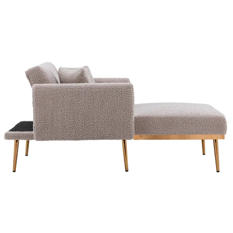 Fauteuil d'appoint en tissu Teddy avec pieds en or rose — Gris / Rose orchidée intense / Jaune / Blanc / Camel / Rose | 1 place