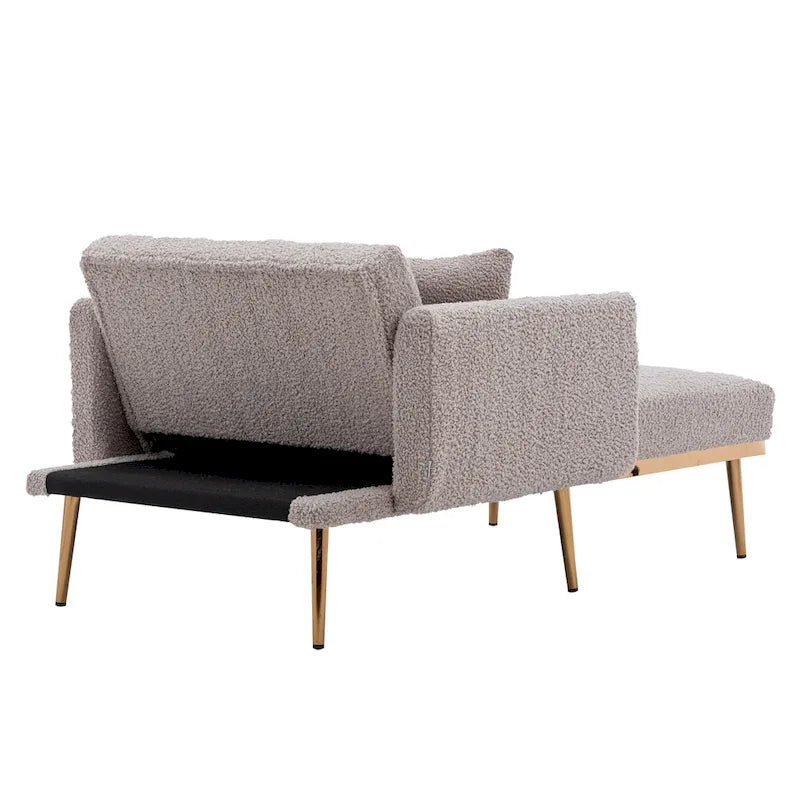 Fauteuil d'appoint en tissu Teddy avec pieds en or rose — Gris / Rose orchidée intense / Jaune / Blanc / Camel / Rose | 1 place