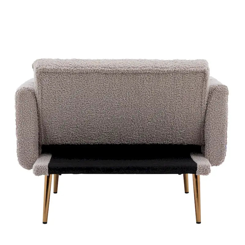Fauteuil d'appoint en tissu Teddy avec pieds en or rose — Gris / Rose orchidée intense / Jaune / Blanc / Camel / Rose | 1 place