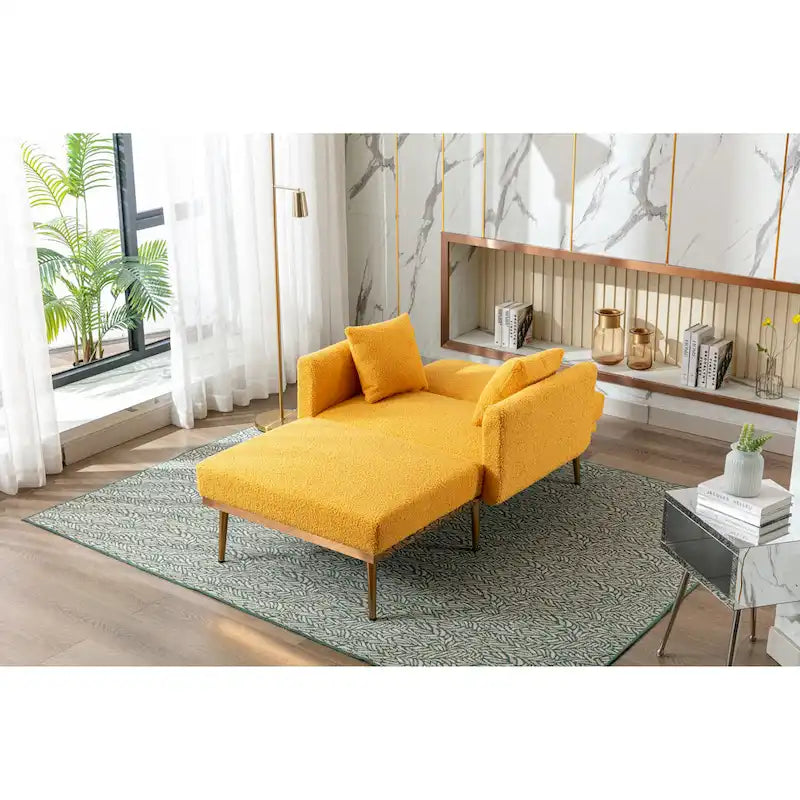 Fauteuil d'appoint en tissu Teddy avec pieds en or rose — Gris / Rose orchidée intense / Jaune / Blanc / Camel / Rose | 1 place