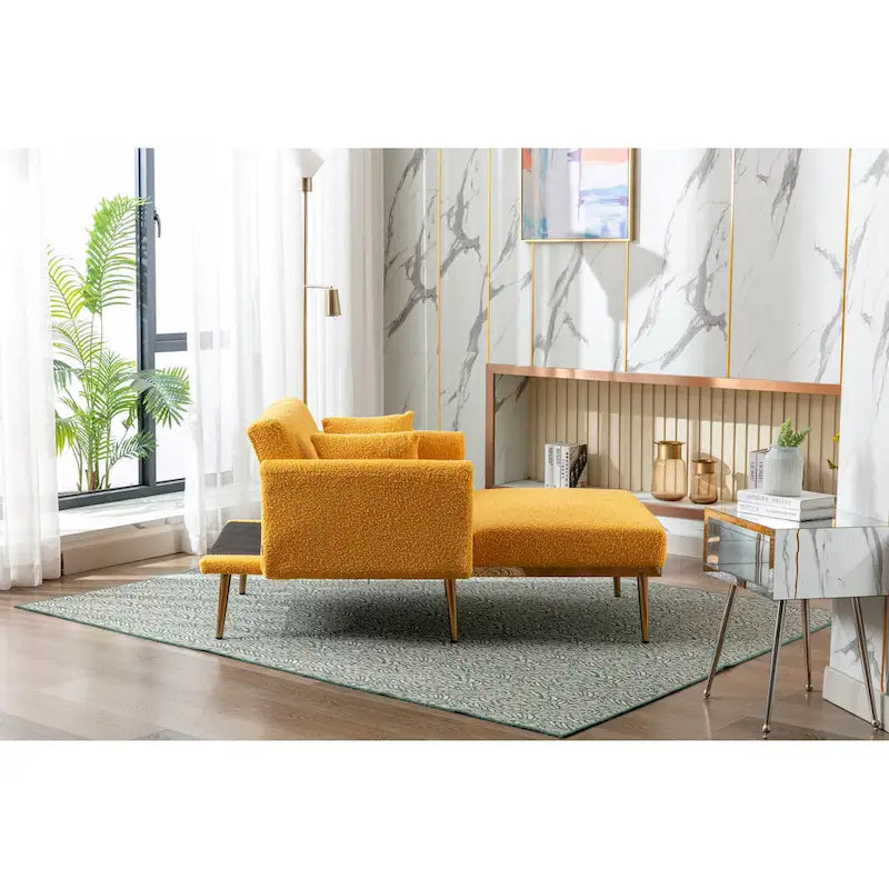 Fauteuil d'appoint en tissu Teddy avec pieds en or rose — Gris / Rose orchidée intense / Jaune / Blanc / Camel / Rose | 1 place