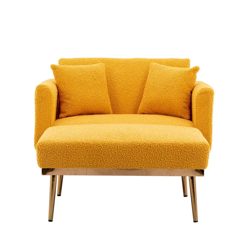 Fauteuil d'appoint en tissu Teddy avec pieds en or rose — Gris / Rose orchidée intense / Jaune / Blanc / Camel / Rose | 1 place