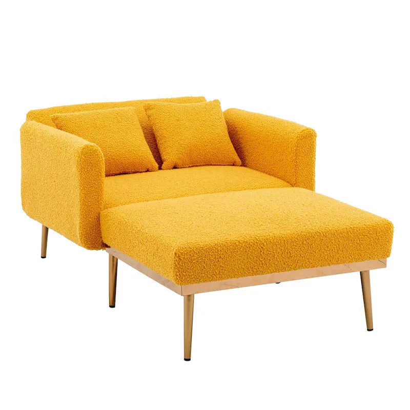 Fauteuil d'appoint en tissu Teddy avec pieds en or rose — Gris / Rose orchidée intense / Jaune / Blanc / Camel / Rose | 1 place