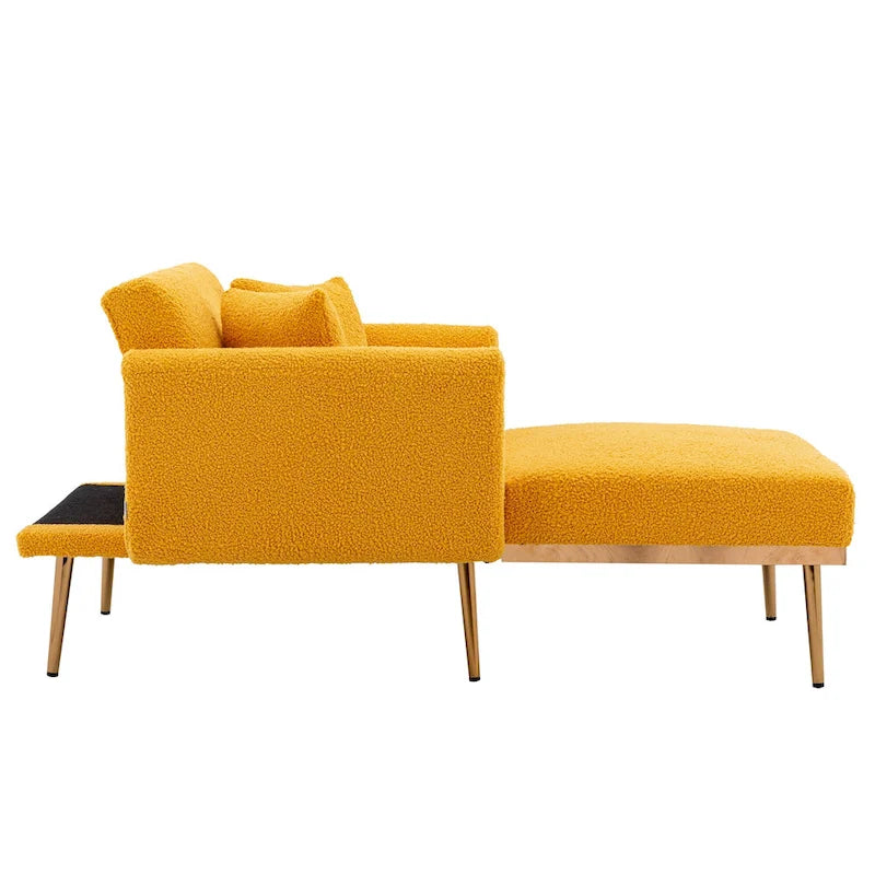 Fauteuil d'appoint en tissu Teddy avec pieds en or rose — Gris / Rose orchidée intense / Jaune / Blanc / Camel / Rose | 1 place