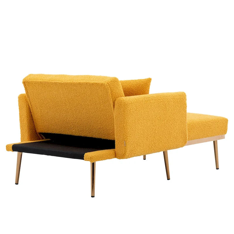 Fauteuil d'appoint en tissu Teddy avec pieds en or rose — Gris / Rose orchidée intense / Jaune / Blanc / Camel / Rose | 1 place