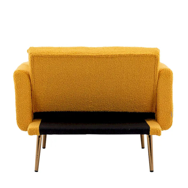 Fauteuil d'appoint en tissu Teddy avec pieds en or rose — Gris / Rose orchidée intense / Jaune / Blanc / Camel / Rose | 1 place