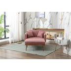 Fauteuil d'appoint en tissu Teddy avec pieds en or rose — Gris / Rose orchidée intense / Jaune / Blanc / Camel / Rose | 1 place