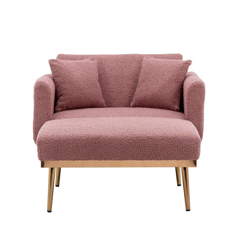 Fauteuil d'appoint en tissu Teddy avec pieds en or rose — Gris / Rose orchidée intense / Jaune / Blanc / Camel / Rose | 1 place