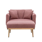 Fauteuil d'appoint en tissu Teddy avec pieds en or rose — Gris / Rose orchidée intense / Jaune / Blanc / Camel / Rose | 1 place