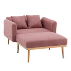 Fauteuil d'appoint en tissu Teddy avec pieds en or rose — Gris / Rose orchidée intense / Jaune / Blanc / Camel / Rose | 1 place