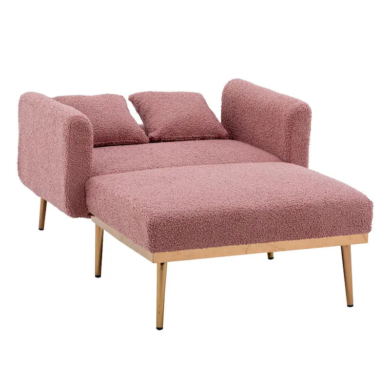Fauteuil d'appoint en tissu Teddy avec pieds en or rose — Gris / Rose orchidée intense / Jaune / Blanc / Camel / Rose | 1 place