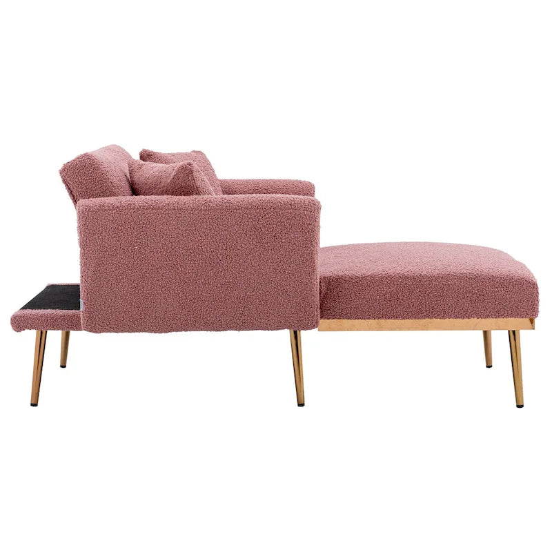 Fauteuil d'appoint en tissu Teddy avec pieds en or rose — Gris / Rose orchidée intense / Jaune / Blanc / Camel / Rose | 1 place
