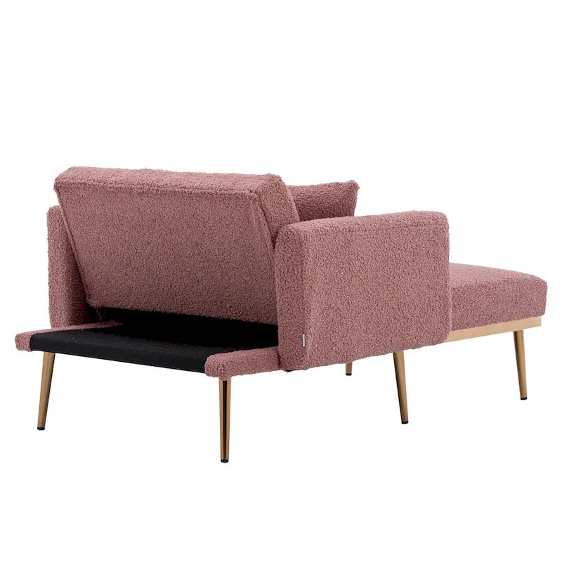 Fauteuil d'appoint en tissu Teddy avec pieds en or rose — Gris / Rose orchidée intense / Jaune / Blanc / Camel / Rose | 1 place