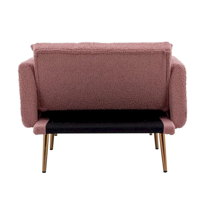 Fauteuil d'appoint en tissu Teddy avec pieds en or rose — Gris / Rose orchidée intense / Jaune / Blanc / Camel / Rose | 1 place