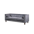 Canapé Chesterfield 3 places en velours à accoudoirs carrés de 83" — Bleu / Vert / Gris / Ivoire