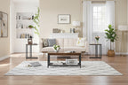 Ensemble de 3 tables basses et tables d'appoint en C noir/gris/marron pour salon