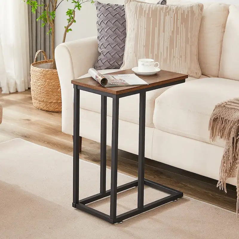 Ensemble de 3 tables basses et tables d'appoint en C noir/gris/marron pour salon
