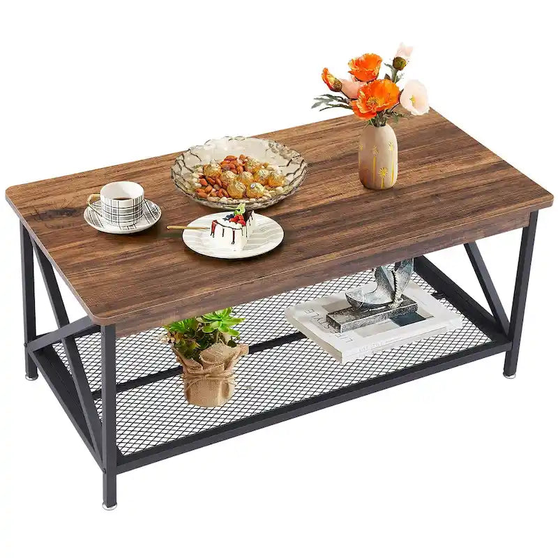 Ensemble de 3 tables basses et tables d'appoint en C noir/gris/marron pour salon