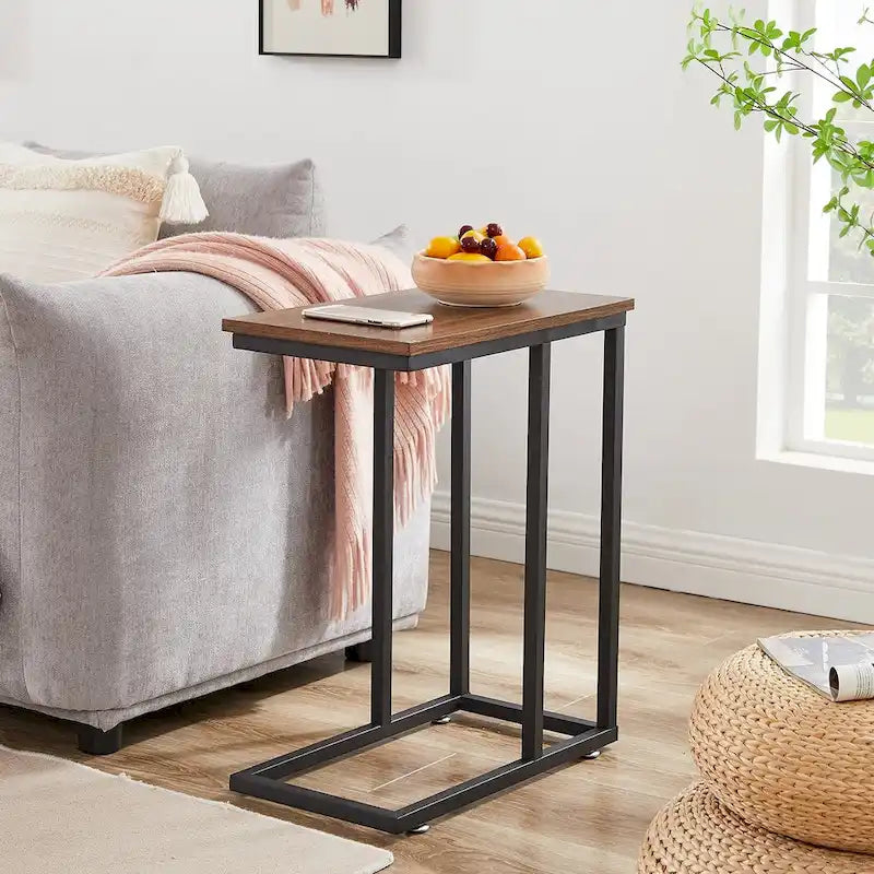 Ensemble de 3 tables basses et tables d'appoint en C noir/gris/marron pour salon