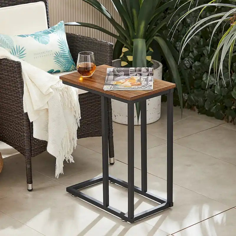 Ensemble de 3 tables basses et tables d'appoint en C noir/gris/marron pour salon