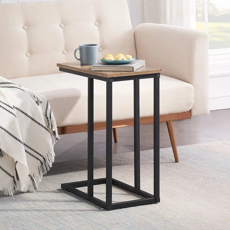 Ensemble de 3 tables basses et tables d'appoint en C noir/gris/marron pour salon