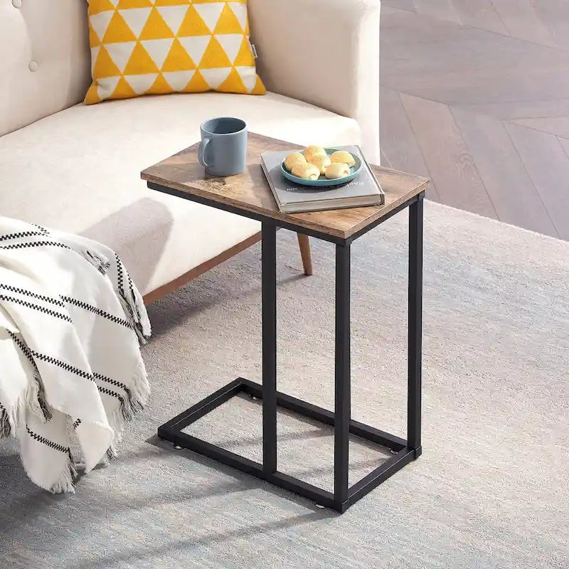 Ensemble de 3 tables basses et tables d'appoint en C noir/gris/marron pour salon