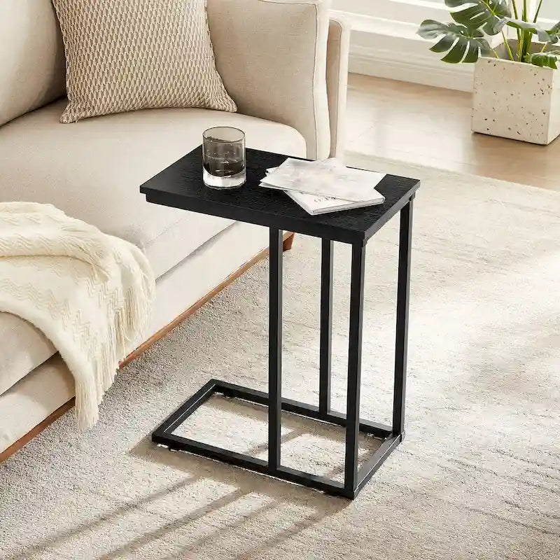 Ensemble de 3 tables basses et tables d'appoint en C noir/gris/marron pour salon